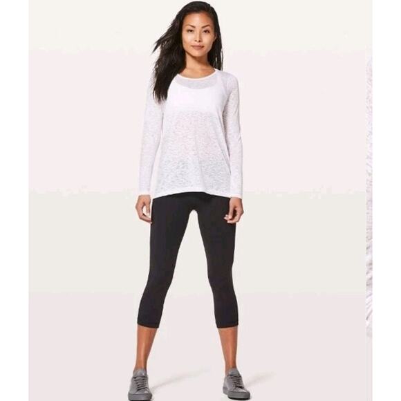 Lululemon Women’s Low-Key Burnout Long Sleeve Top M Open Back Spacedye White EUC - Picture 4 of 11